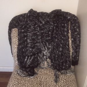 Black, Gray, and White Fuzzy Cardigan